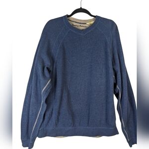 Tommy Bahama blue waffle Cabin core long sleeve sweater pull over size L